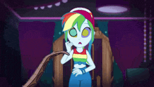 rainbow dash from my little pony is being hypnotised by a snake .