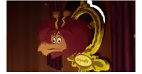 a cartoon character with a sign that says chickariffe