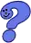 a blue question mark with a smile on its face .
