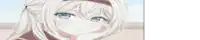 a close up of a white haired anime girl with blue eyes