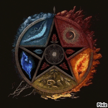 a picture of a pentagram with pixiz written on the bottom right