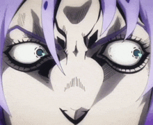 a close up of a cartoon character 's face with white eyes