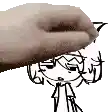 a hand is touching a drawing of a girl .