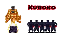 a video game character with the name kuroko on the top