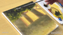 a painting is being painted on a canvas and the painting is made in animatica