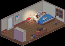 pixel art isometric bedroom sleeping together telescope