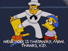 The Simpsons New York Is Thataway Man GIF - The Simpsons New York Is Thataway Man Bart Simpson GIFs