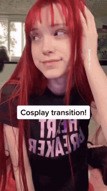 red head egirl cosplay transistion transition cosplay