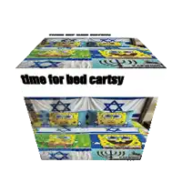a spongebob bedding set with the words time for bed cartsy on the bottom