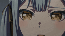 a close up of a anime girl 's face with a tear coming out of her nose