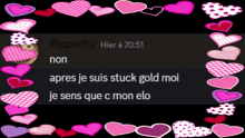 a frame of pink and red hearts surrounds a text message from pippochu