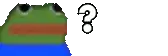 a pixel art of a frog with a question mark on it 's face .