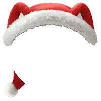 a red and white santa hat with a white tail