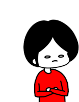 a cartoon of a person with their arms crossed and a sad look on their face .