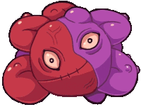a cartoon drawing of a purple and red monster