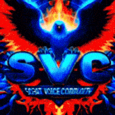 a logo for a voice community with a blue eagle on it