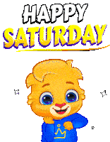 a cartoon character wishes a happy saturday