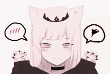 a drawing of a girl with cat ears and a speech bubble that says ' i 'm sorry '