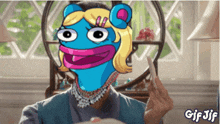 a gif of a person with a cartoon face and the words gif jif below it