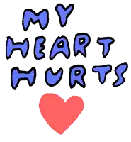 a drawing of a broken heart with the words my heart hurts