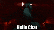 a red background with the words hello chat written in white