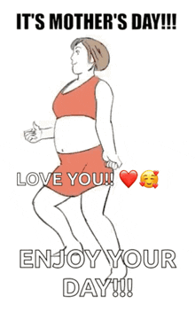 a cartoon of a woman carrying a child on her back with the words " it 's mother 's day !!! "