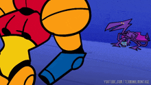a cartoon of a robot fighting a purple monster with youtube.com/terminalmontage written below it