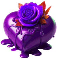 a purple heart with a purple rose and the letters ac on the bottom