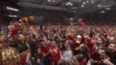 a hockey game is being played in a stadium filled with people