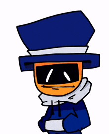 a cartoon character wearing a top hat and a mask