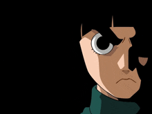 a close up of a cartoon character 's face with the letter c on his eye