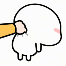 a cartoon drawing of a hand holding a white object