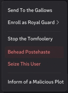 a screenshot of a menu that says send to the gallows