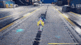 a video game is being played in a warehouse with the letter a on the side
