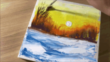 a painting of a beach scene with a sand dollar