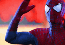 a close up of a person in a spider-man costume