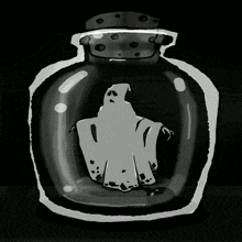 Fantome Noir Et Blanc Ami En Pot Noir Et Blanc GIF - Fantome Noir Et Blanc Ami En Pot Noir Et Blanc Ghost In A Jar GIFs