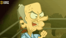 a cartoon of an old man with the words comedy central on the bottom left