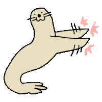 a drawing of a seal with its arms outstretched .
