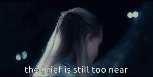 Gif of Legolas from Lord of the Rings: "the grief is still too near"