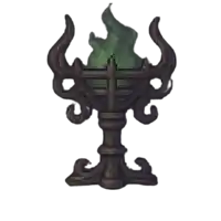 a drawing of a torch with a green flame on top