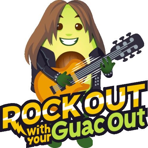 Rock Out With Your Guac Out Avocado Adventures Sticker - Rock Out With Your Guac Out Avocado Adventures Joypixels Stickers