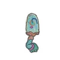 a child 's drawing of a blue ice cream cone