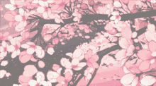 a painting of a tree with pink and white flowers