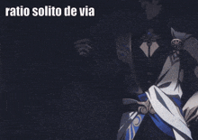 a purple haired anime character with the words ratio solito de via