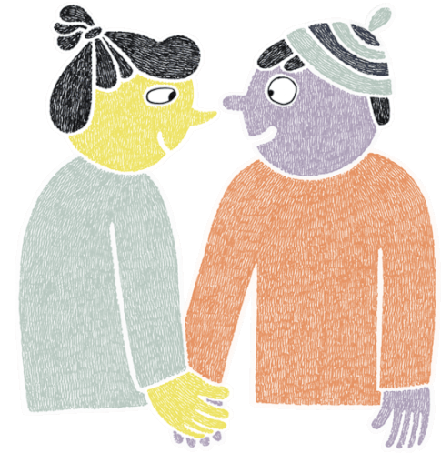 Peter And Lotta Holding Hands Sticker - Cosy Love Holding Hands Sweet Stickers