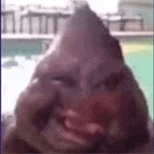 a close up of a person making a funny face