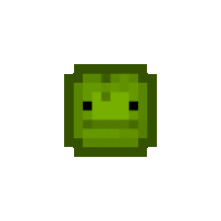 a pixel art drawing of a green square with a black square in the middle