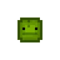 a pixel art drawing of a green square with a black square in the middle