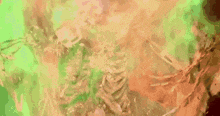 a skeleton is surrounded by flames and smoke in a room .